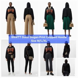 BNWTT Gucci Slogan-Print Cropped HoodieSize M/L/XL